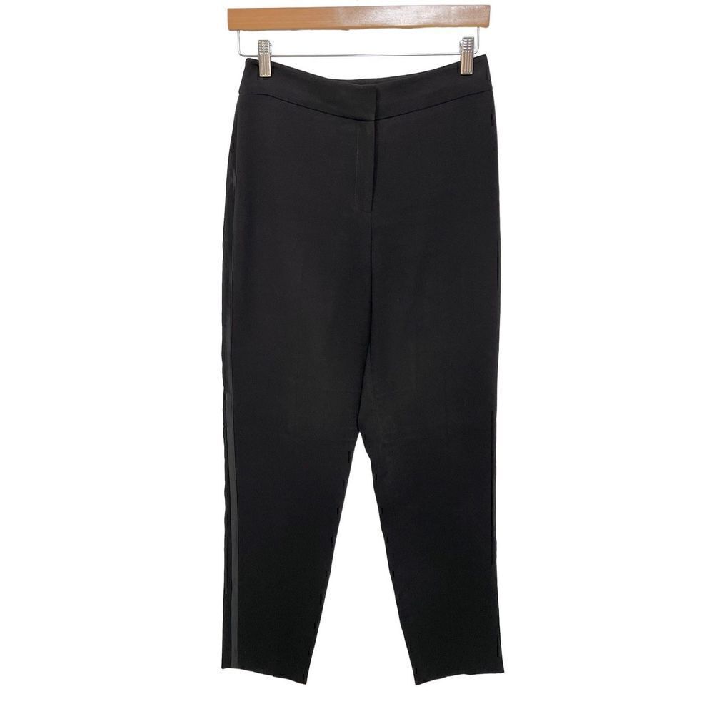 Karen Millen Tuxedo Stripe Dress Pants Trousers Black Career womens size 6